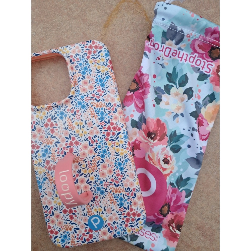 Loopy Case Floral Pattern Hard Cover Phone Case w/ Finger Loop Strap, Pro 14